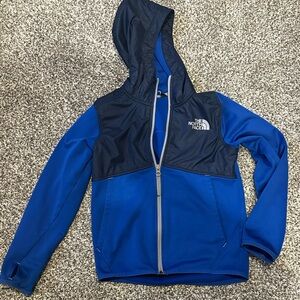 The North Face Royal Blue Hooded Fleece Jacket Boys Size Small